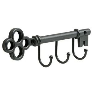 NEW Threshold Vintage Style 3 Hook Key Rail Soft Iron Finish W/Screws